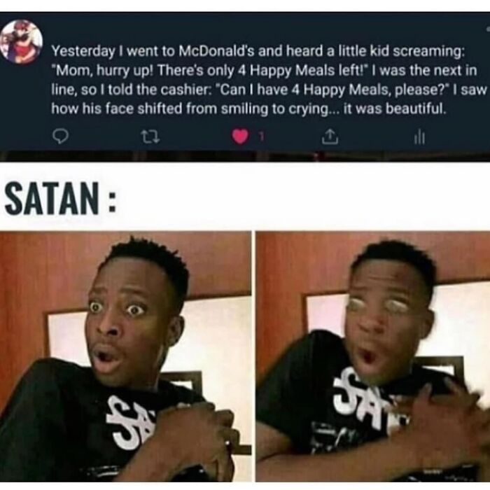Edgy meme with story about McDonald's Happy Meals and shocked reaction images