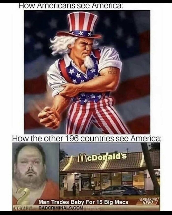 Edgy meme on how Americans and other countries see America