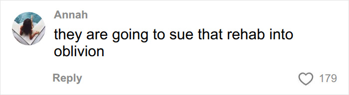 Social media comment about suing the rehab facility in relation to Presley Gerber's tragic passing Social media comment about suing the rehab facility in relation to Presley Gerber's tragic passing