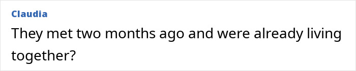 Social media comment by Claudia questioning the fast relationship of the daughter dating her boss. Social media comment by Claudia questioning the fast relationship of the daughter dating her boss.