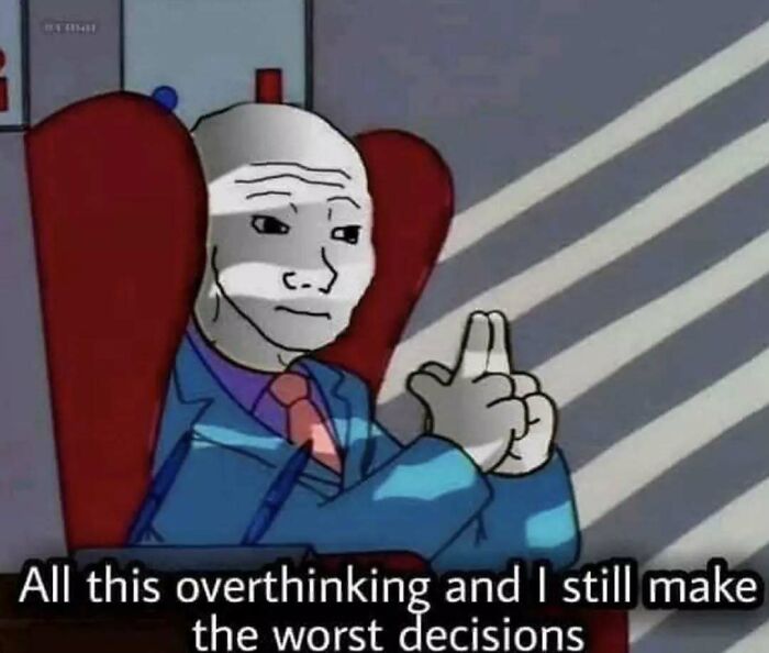 Overthinking meme illustration, relatable memes for introverts