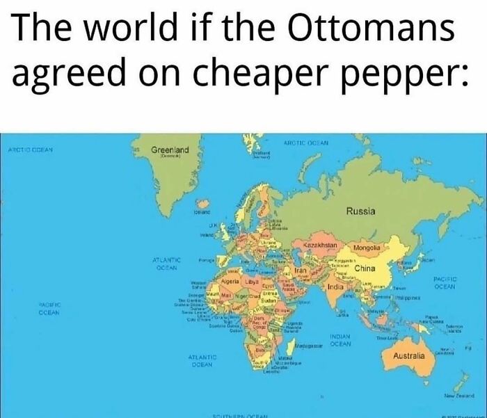 World map showing alternate history if Ottomans agreed on cheaper pepper