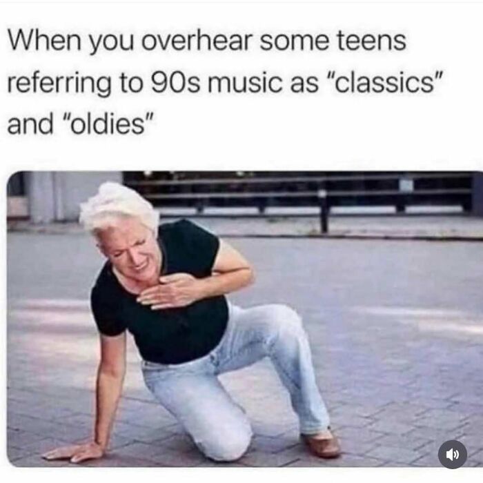 Meme of an elderly woman clutching her chest, perfect for fans of nostalgic 90s pics.
