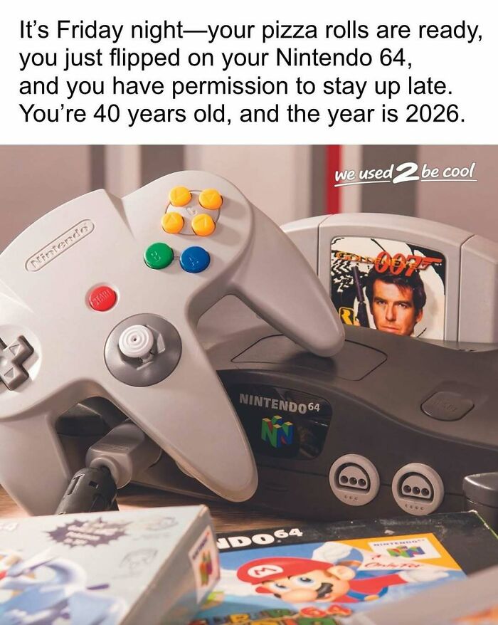 A close-up of a Nintendo 64 controller and console, bringing back 90s nostalgic gaming memories.