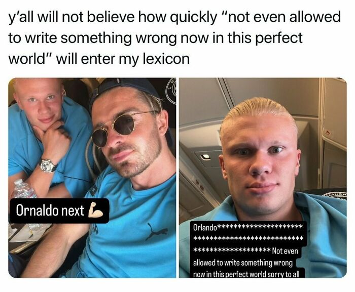 A meme comparing a man with hair to a bald man, with text about writing something wrong. A hilarious meme.