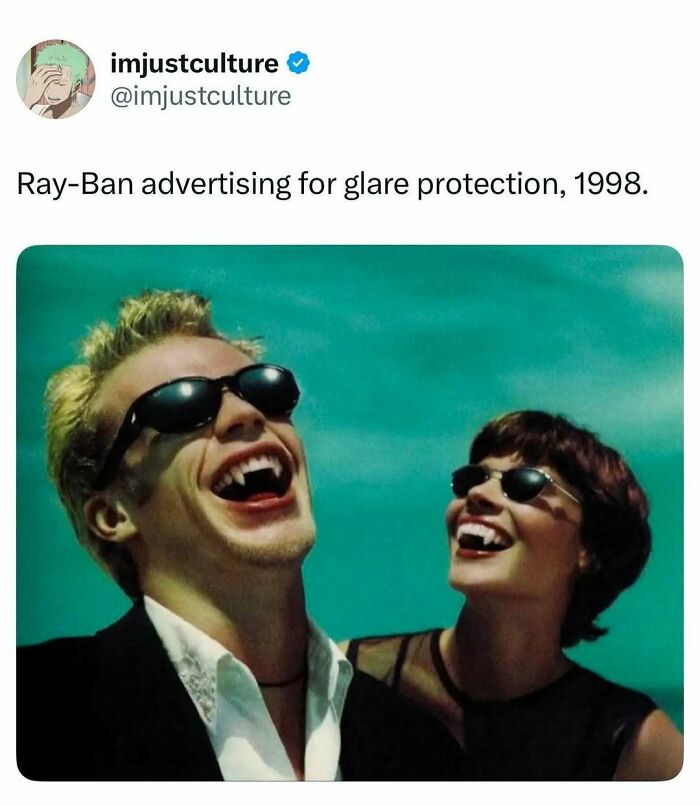 Ray-Ban advertising from 1998 for glare protection, featuring vampires, from imjustculture-posts.