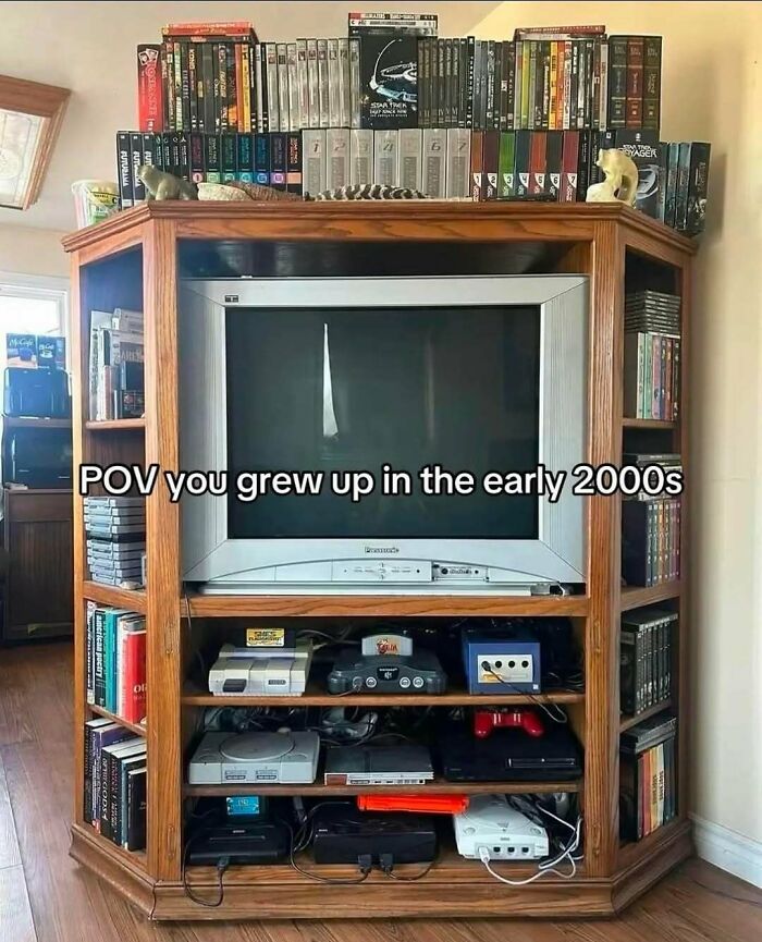 Classic 90s television set and retro gaming console setup, perfect nostalgic pics.
