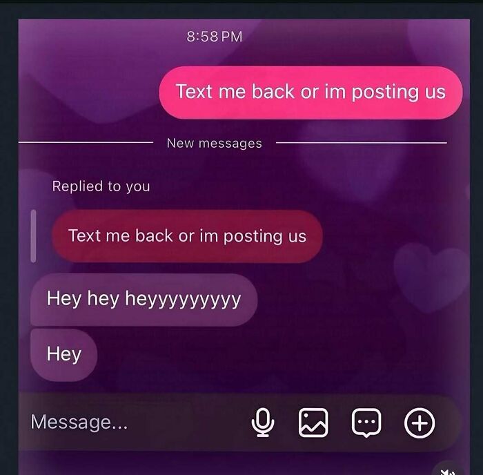 A screenshot from the internet, showing a strange and unfiltered conversation threat with Hey Hey Heyyyy.