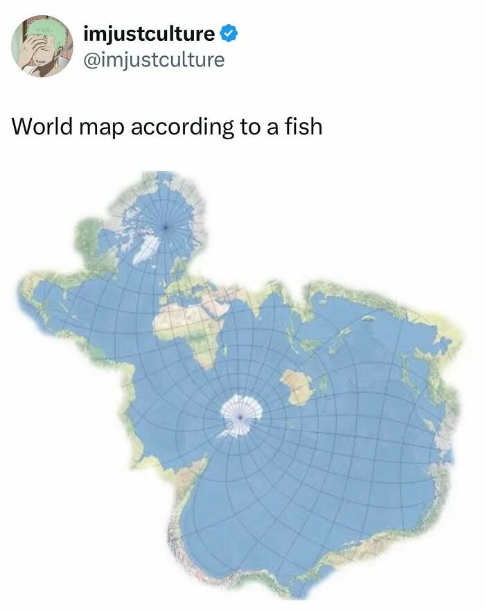 World map according to a fish perspective, a unique imjustculture-posts.