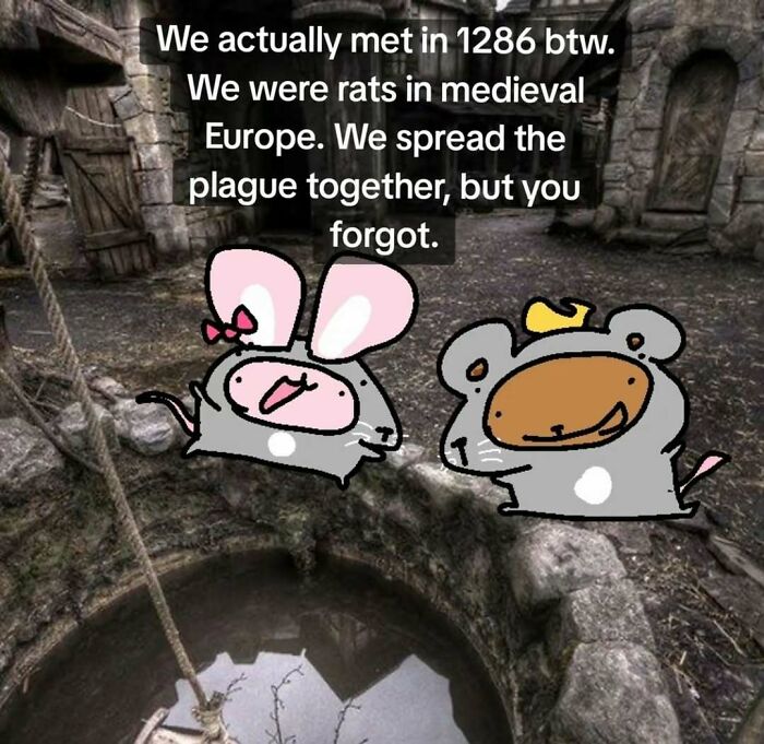 Screenshot of rats in medieval Europe, an unfiltered internet moment.