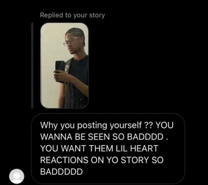 A screenshot of an Instagram direct message, capturing the internet at its strangest and most unfiltered.