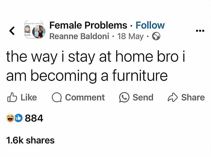 A screenshot of a Facebook post about staying home, capturing the internet at its strangest.
