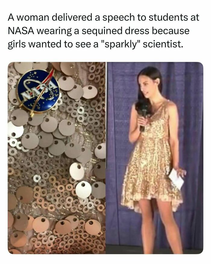 Fascinating stories of a female NASA scientist wearing a sparkly sequined dress to inspire young girls