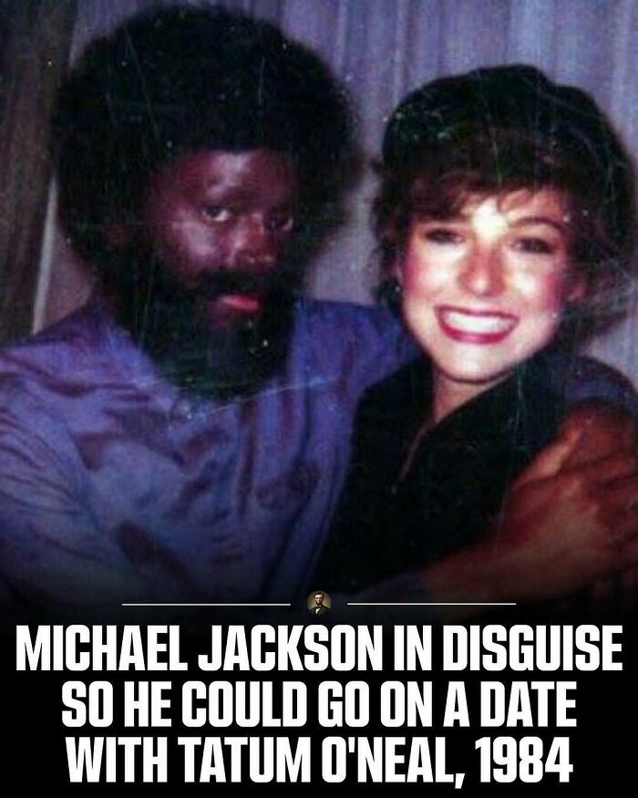 Michael Jackson in disguise on a date in 1984, from photos from history.
