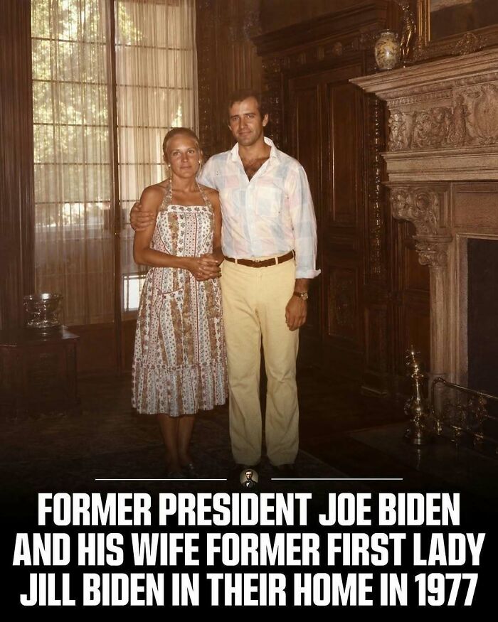 A young Joe Biden and Jill Biden at home in 1977, featured in photos from history.