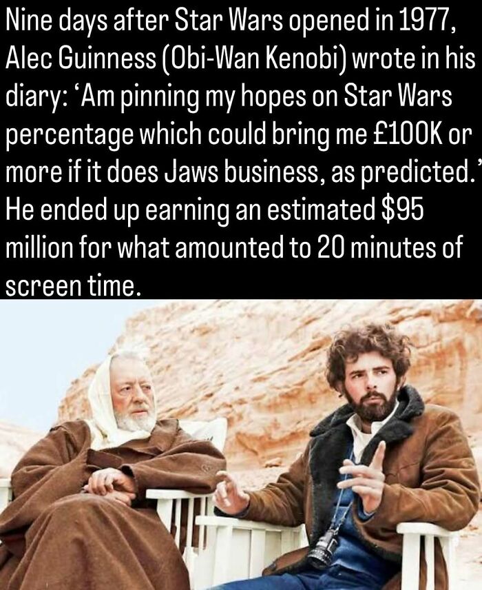 Alec Guinness as Obi-Wan Kenobi in a remarkable photo showing the past of Star Wars production