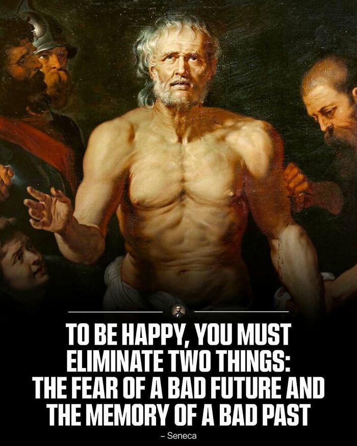 Classical painting of philosopher Seneca, depicting moments in photos from history.