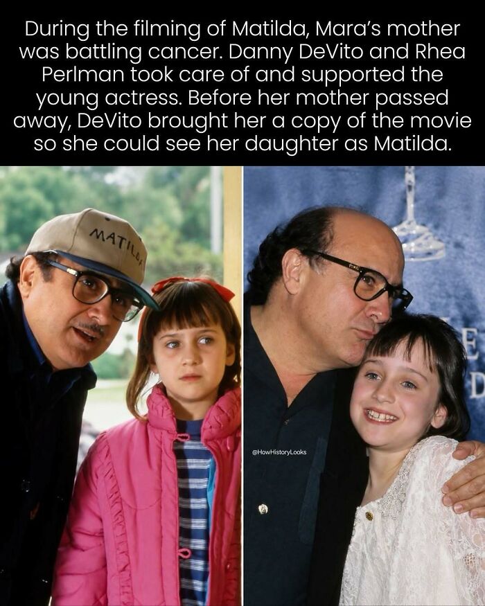 Danny DeVito with young actress Mara Wilson, captured in heartwarming photos from history