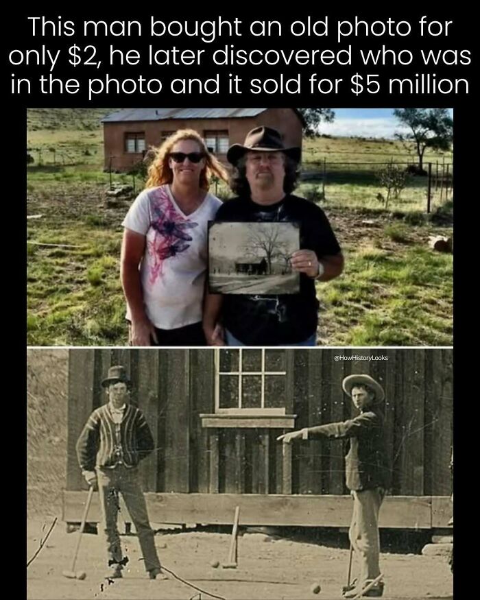 A man holding a $5 million tintype photo of Billy the Kid, representing rare photos from history