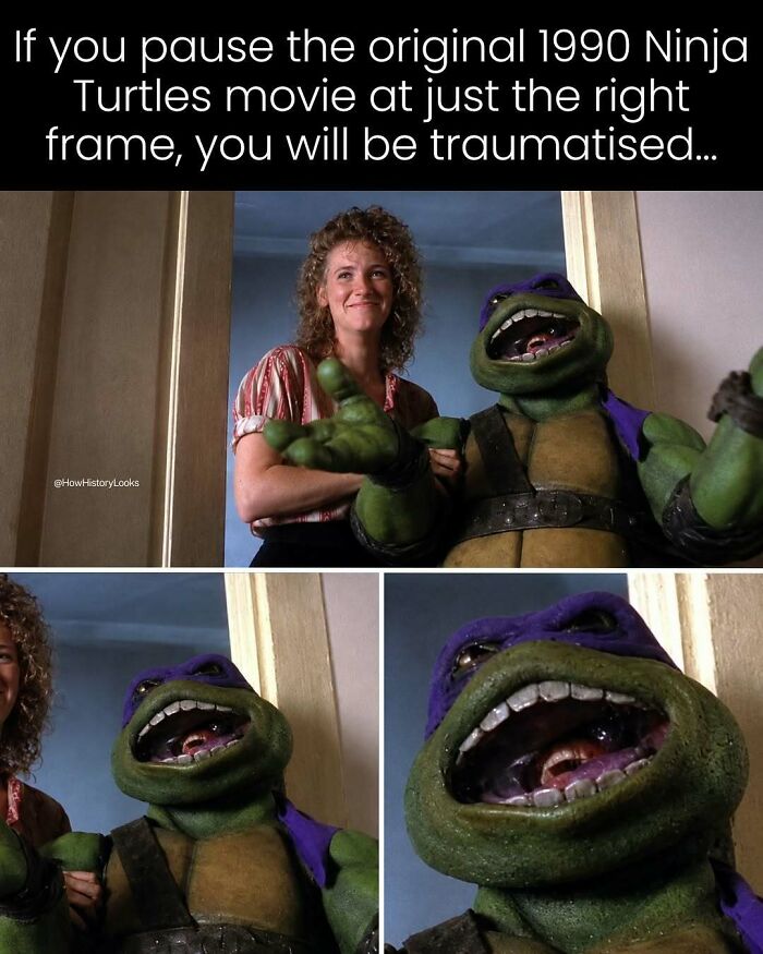 A behind-the-scenes look inside a 1990 Ninja Turtles movie suit, illustrating photos from history in a new light.