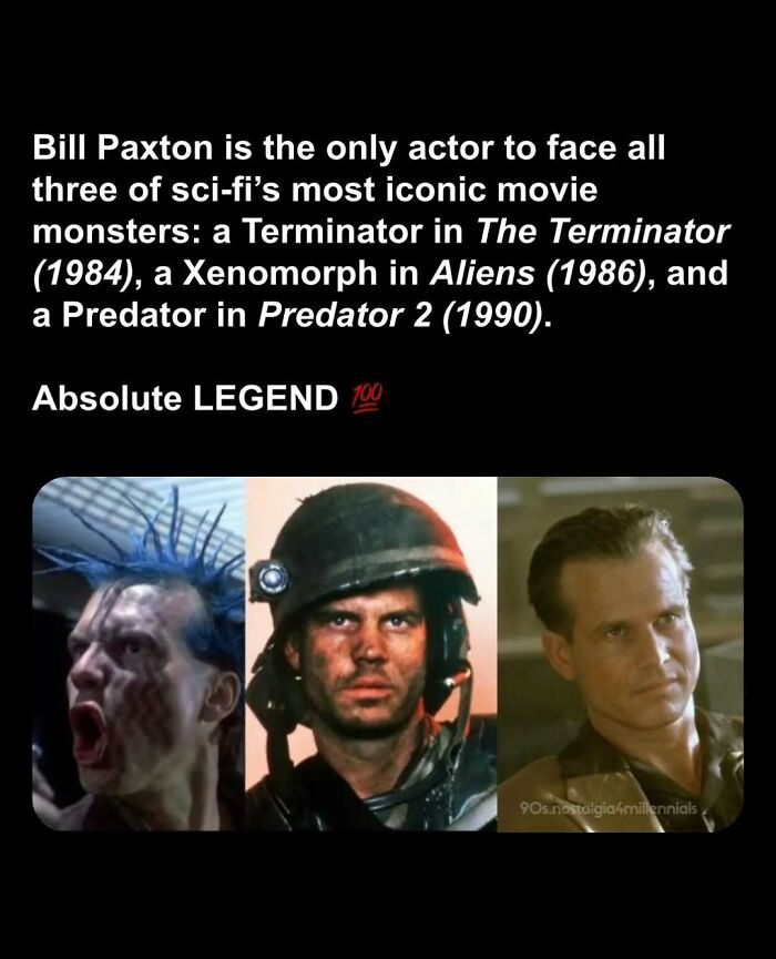 A meme with three photos of Bill Paxton, capturing a dose of 90s nostalgia.
