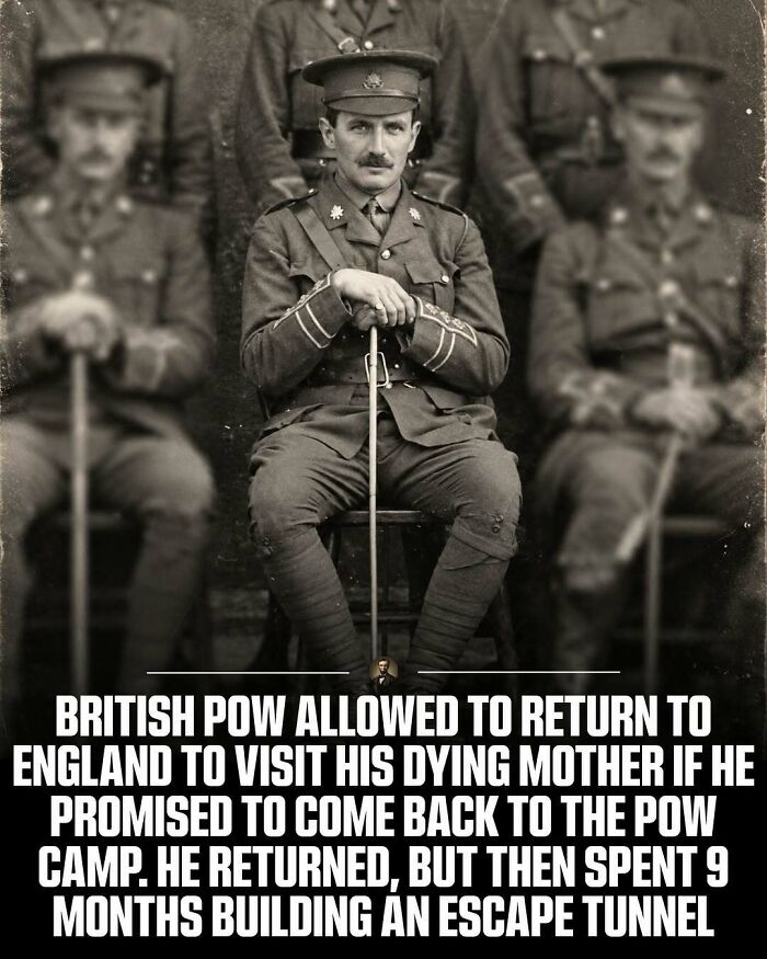 Vintage portrait of a British POW from photos from history.