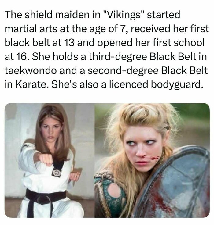 A split screen showing a young martial artist and a shield maiden, illustrating random finds