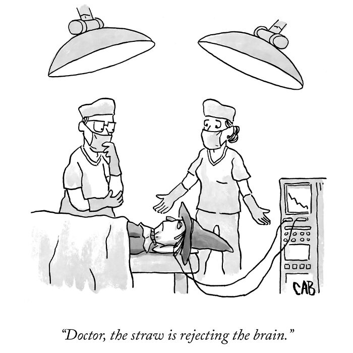 Doctors puzzled by a witch's brain rejection during surgery cartoon