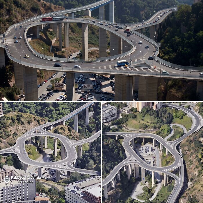 A multi-level highway interchange with sweeping curved bridges, a display of modern world best infrastructure.