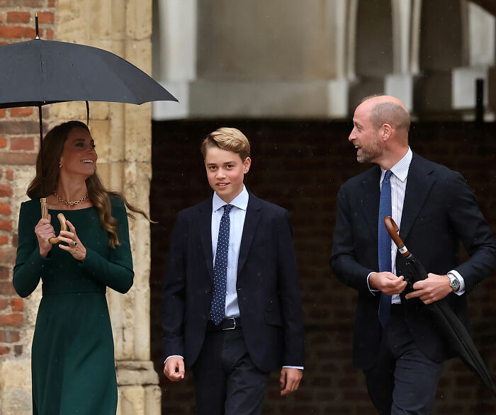 Prince George, in his Eton College portrait, walks with his parents, sparking royal fans reactions. Prince George, in his Eton College portrait, walks with his parents, sparking royal fans reactions.