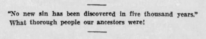 Old newspaper clipping about no new sin being discovered in five thousand years