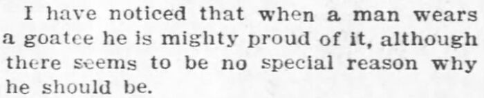 Newspaper clipping commenting on men's pride in wearing goatees