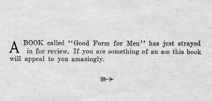 Newspaper clipping reviewing book titled Good Form for Men