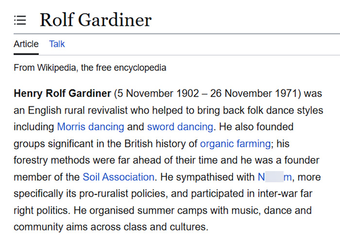 A Wikipedia page for Rolf Gardiner, an English rural revivalist, linked to the Harry Potter fan discovery. A Wikipedia page for Rolf Gardiner, an English rural revivalist, linked to the Harry Potter fan discovery.