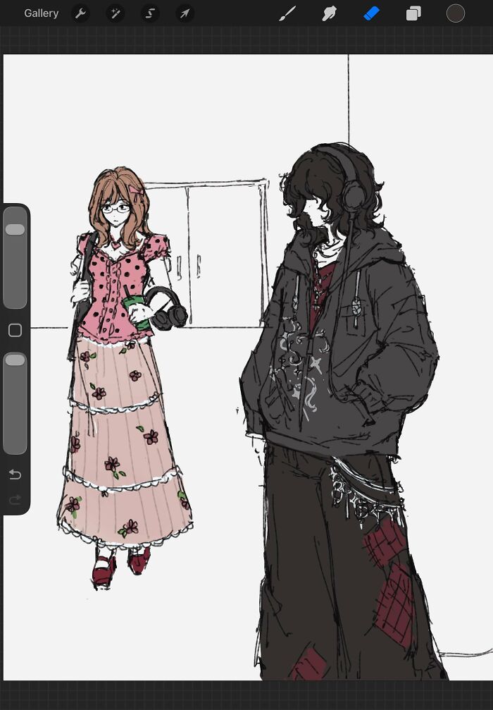 Two People In Completely Different Styles With The Same Headphones