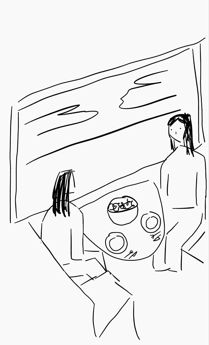 Two Girls That Brought A Giant Salad Bowl And Silverware To Eat In The Train