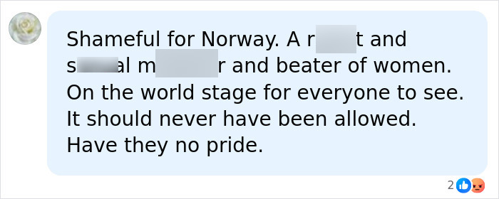 A social media comment calling the attendance of the son of Norway's Crown at a royal funeral shameful.