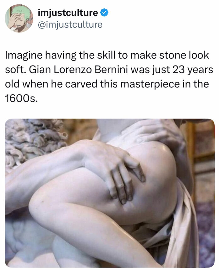 Detail of Gian Lorenzo Bernini's marble sculpture, showcasing the lifelike softness of the stone.