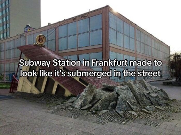 Frankfurt subway station designed to appear submerged in street creative design