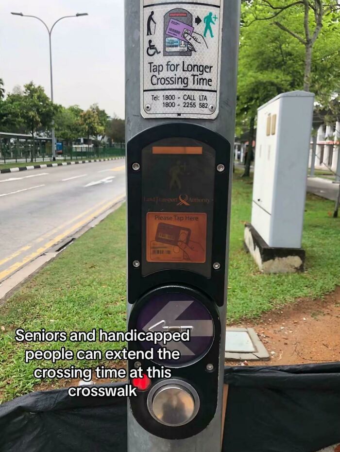 Crosswalk button allowing seniors and handicapped to extend crossing time