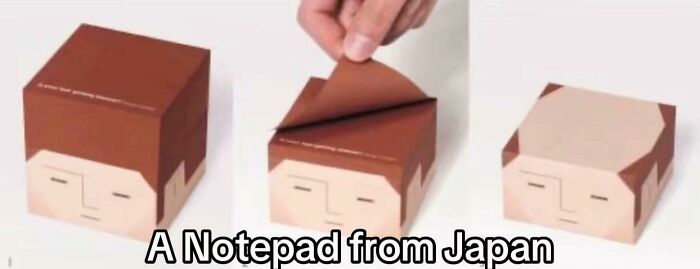 Creative Japanese notepad shaped like a human face