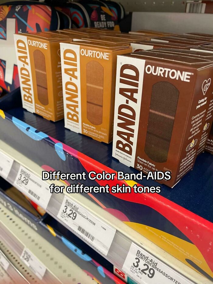 Band-Aids in different colors designed for matching various skin tones