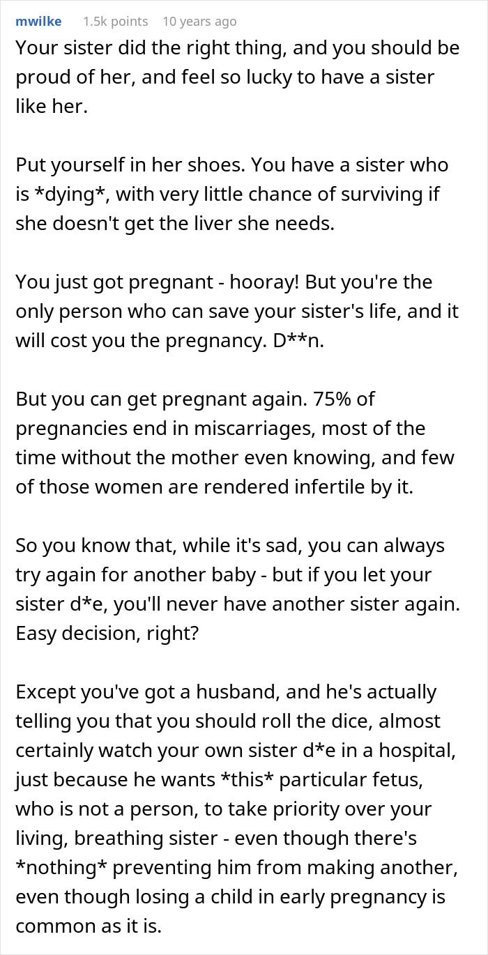 Reddit comment offering support to a brother whose sister gives him part of her liver Reddit comment offering support to a brother whose sister gives him part of her liver