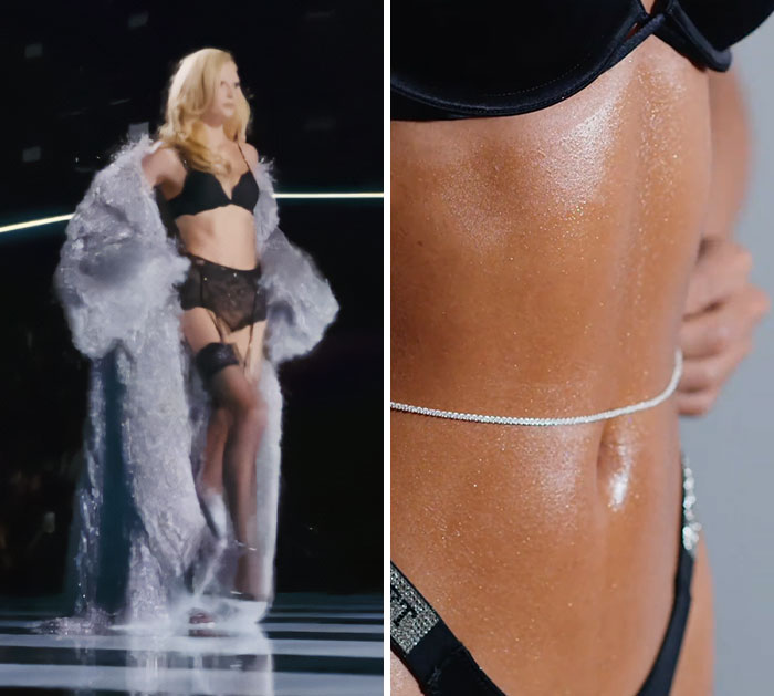 Victoria's Secret model on a runway in lingerie, showcasing the brand's style after severe backlash. Victoria's Secret model on a runway in lingerie, showcasing the brand's style after severe backlash.
