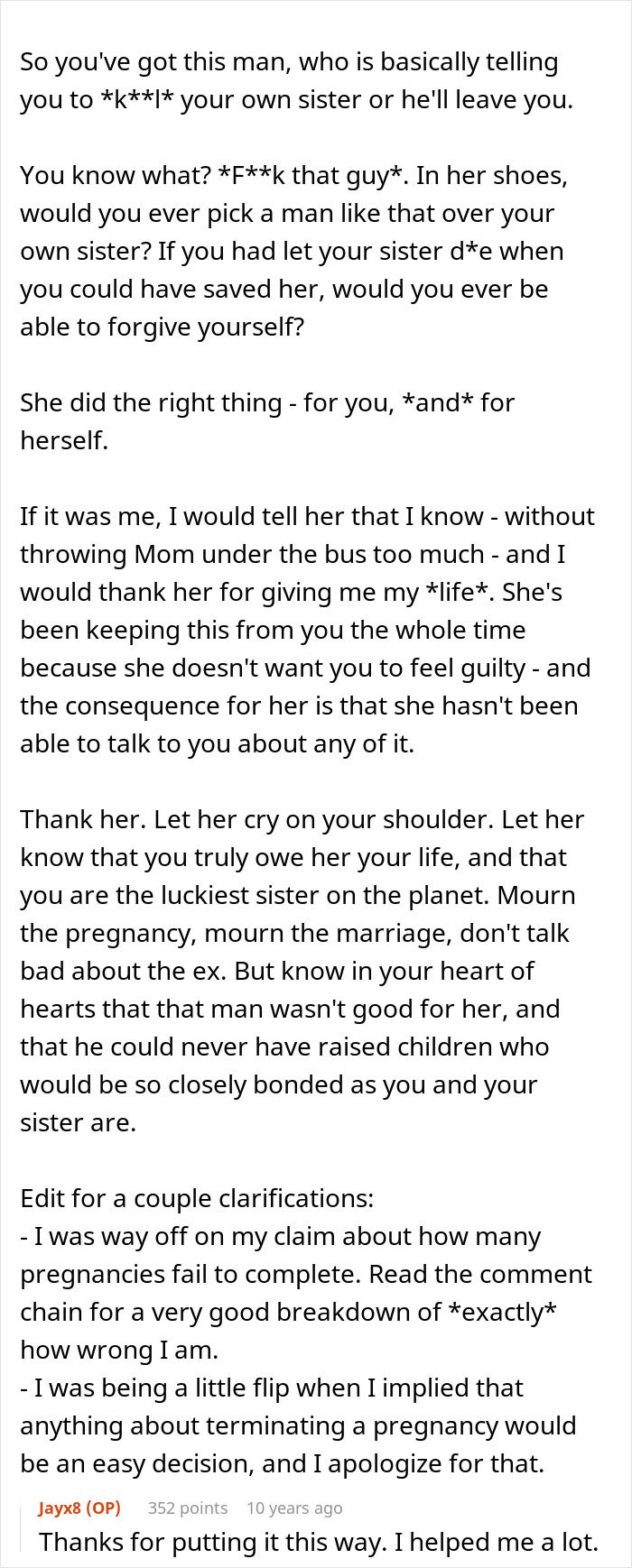 An online post discussing the difficult decision of a sister who gives part of her liver An online post discussing the difficult decision of a sister who gives part of her liver