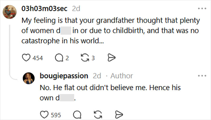 A woman suffers from a post C-section infection, her grandad thinks she is faking the whole thing.