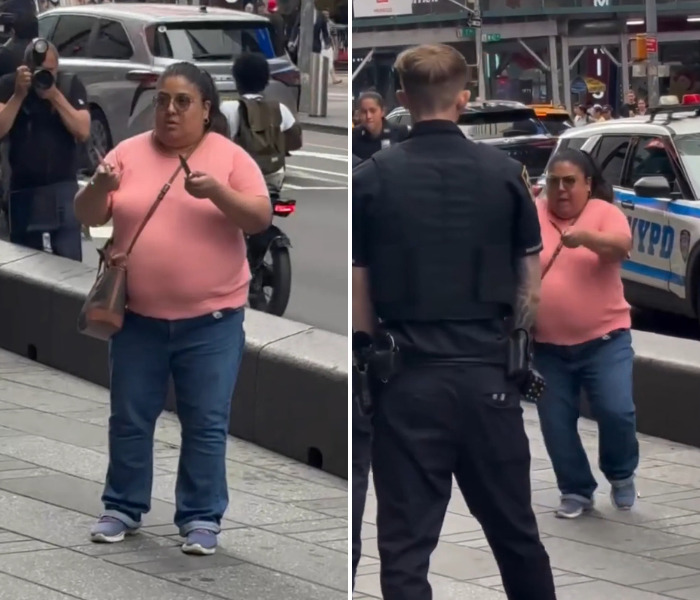 Dramatic video shows the Times Square attacker confronting cops in a tense standoff. Dramatic video shows the Times Square attacker confronting cops in a tense standoff.