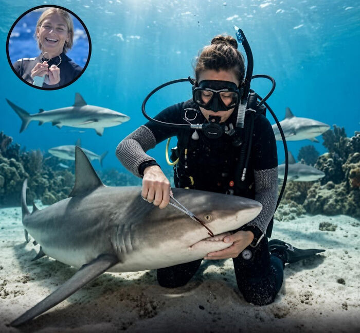 A Diver Off Grand Bahama Has Spent Years Taking Fishing Hooks Out Of Sharks’ Mouths By Hand