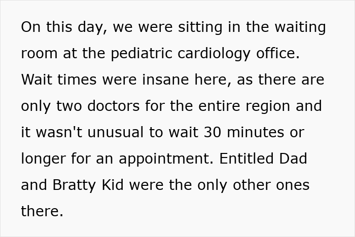 Text about waiting at a pediatric cardiology office with an entitled dad and bratty kid, emphasizing the long wait times and the heart monitor. Text about waiting at a pediatric cardiology office with an entitled dad and bratty kid, emphasizing the long wait times and the heart monitor.