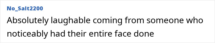 Screenshot of a comment about Jennifer Lawrence's plastic surgery, stating it's laughable given her noticeable facial work.